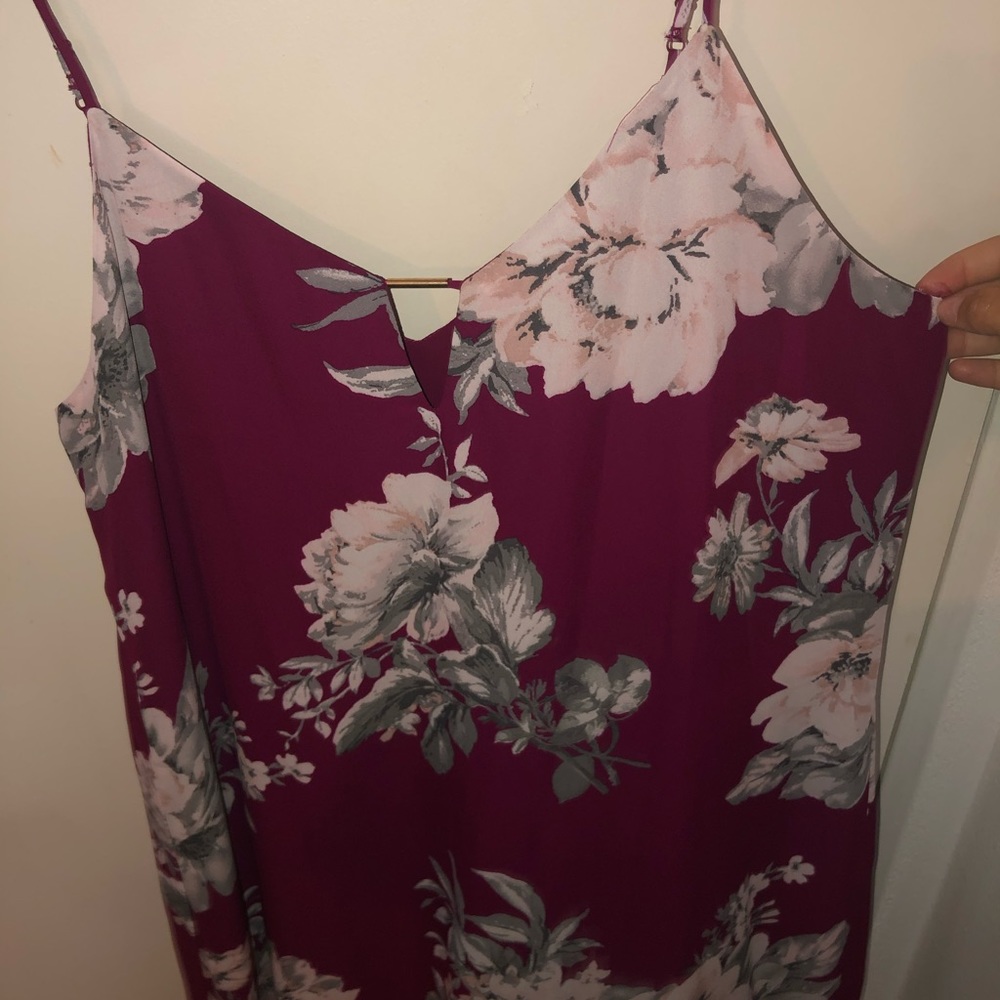 Adorable Red Wine Floral Mini Dress